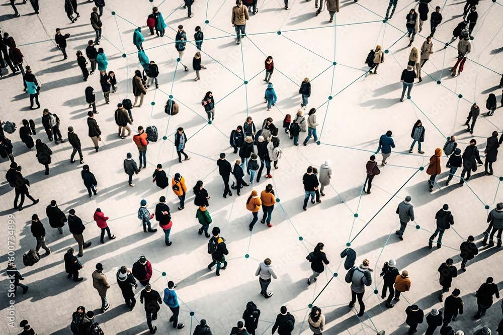 People walking in a network pattern